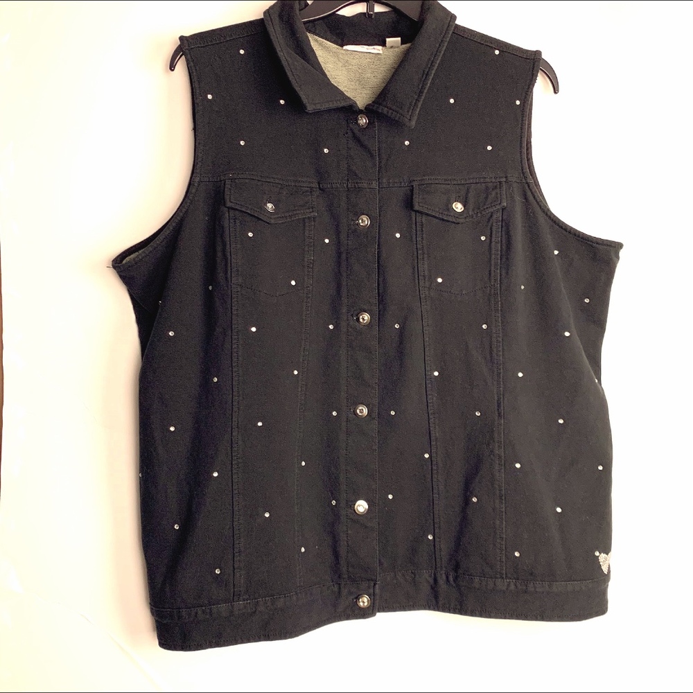 Quacker Factory Bling Design Black Vest - Size 2X